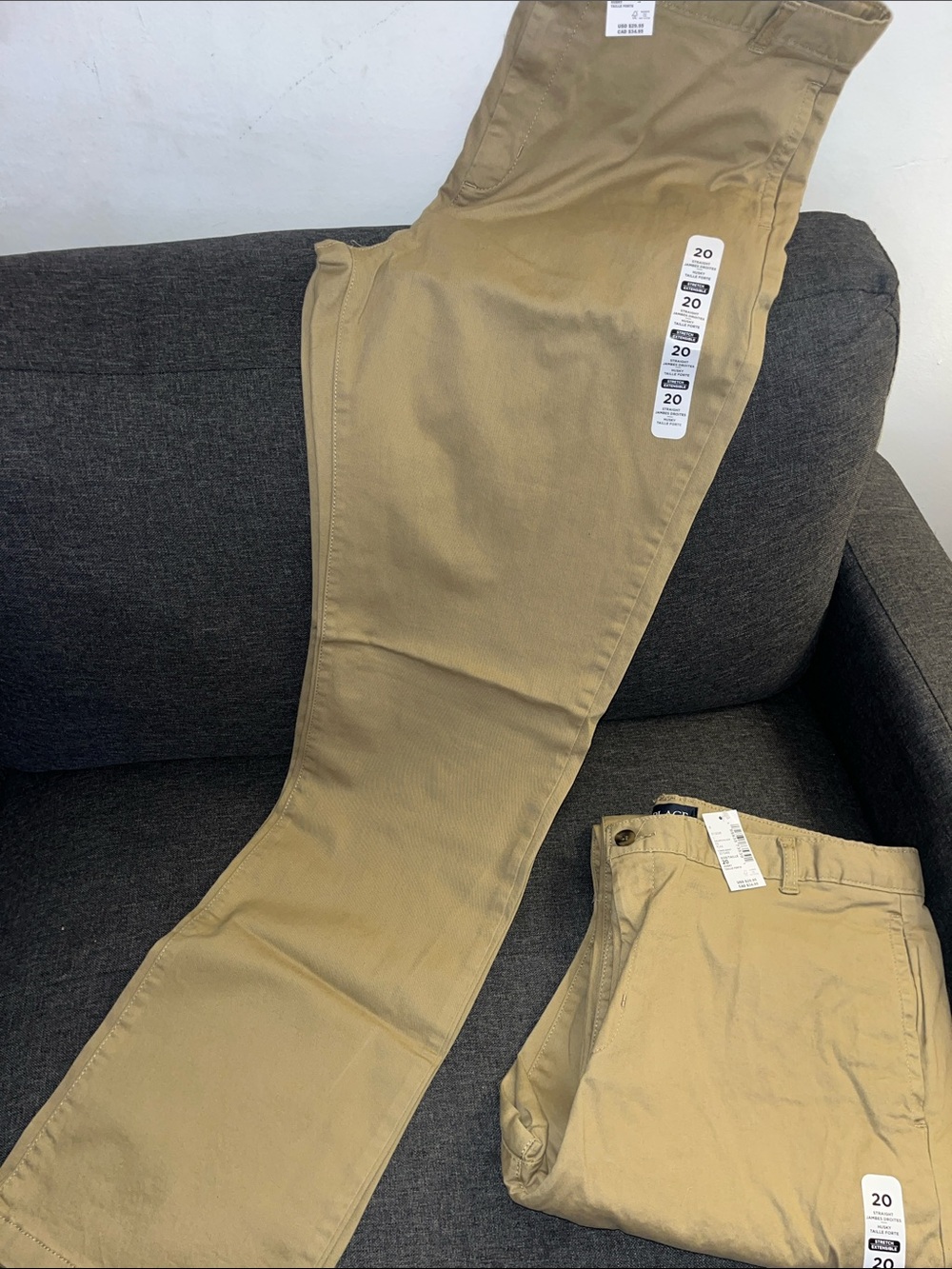 The Children's Place Boys' Khaki Straight Leg Chinos - Tan 2 pair